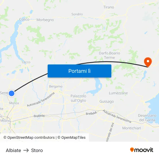 Albiate to Storo map