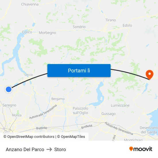 Anzano Del Parco to Storo map