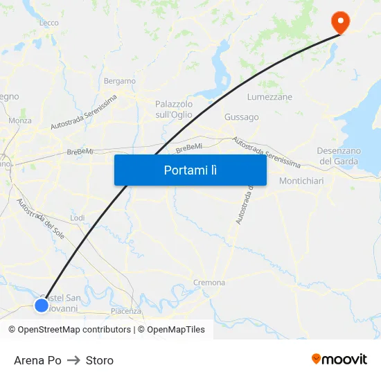 Arena Po to Storo map