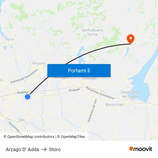 Arzago D' Adda to Storo map