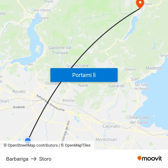 Barbariga to Storo map
