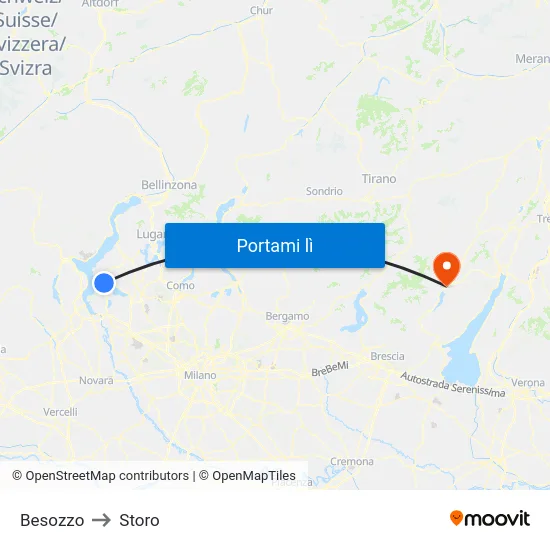 Besozzo to Storo map