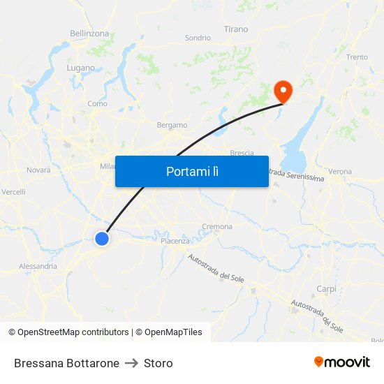 Bressana Bottarone to Storo map