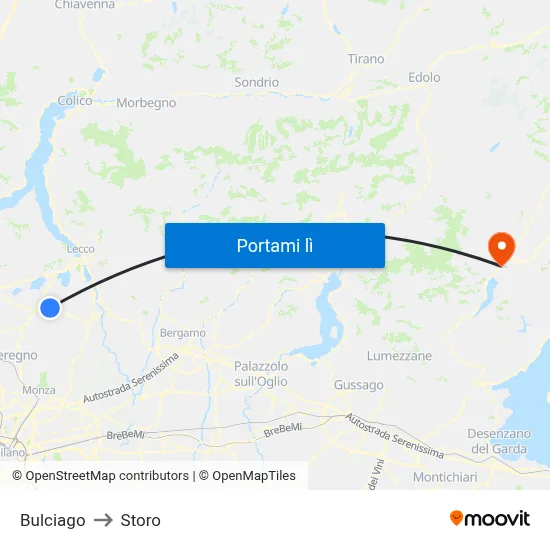 Bulciago to Storo map