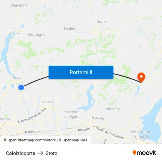 Calolziocorte to Storo map