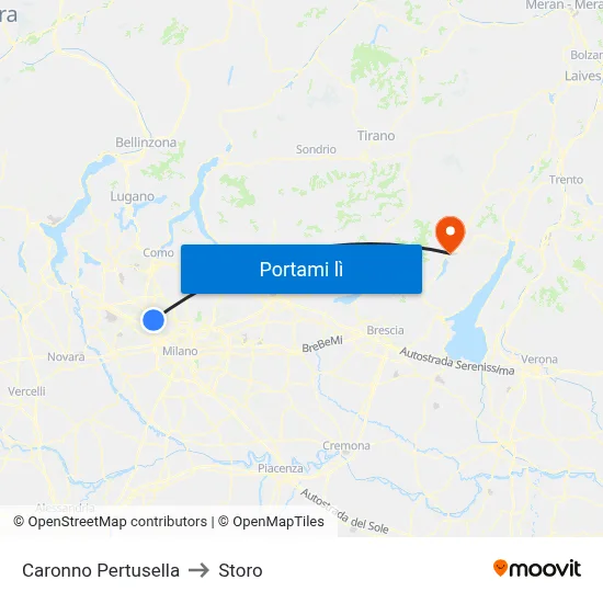 Caronno Pertusella to Storo map