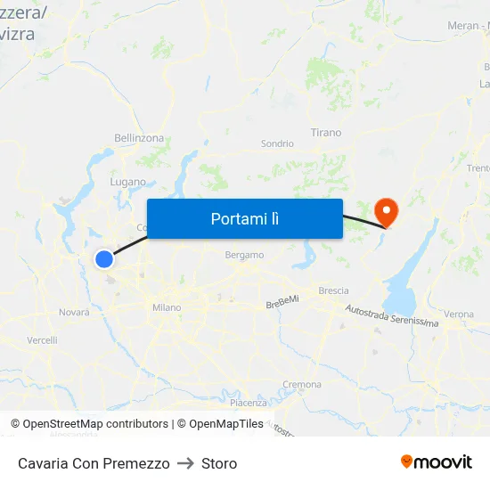 Cavaria Con Premezzo to Storo map
