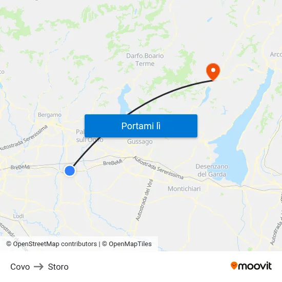 Covo to Storo map