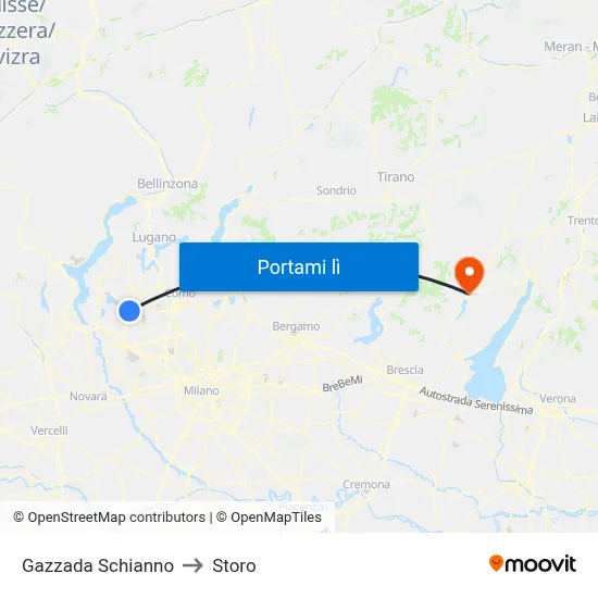Gazzada Schianno to Storo map