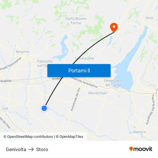 Genivolta to Storo map