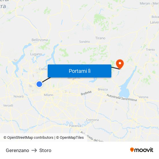 Gerenzano to Storo map