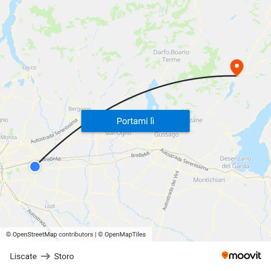 Liscate to Storo map