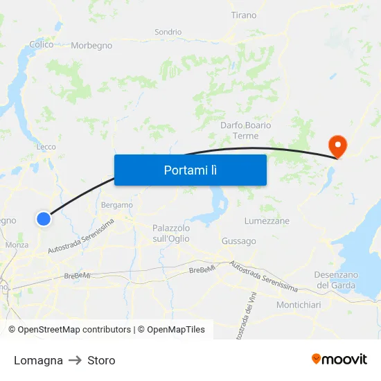 Lomagna to Storo map