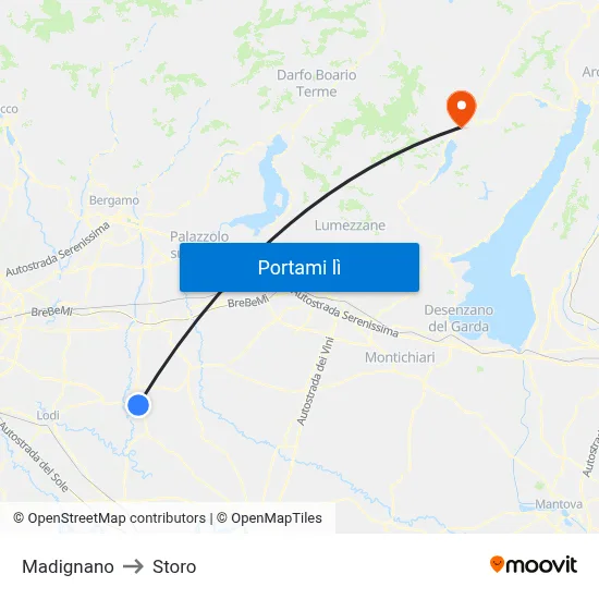 Madignano to Storo map