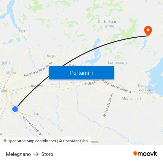 Melegnano to Storo map