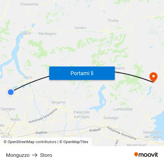 Monguzzo to Storo map