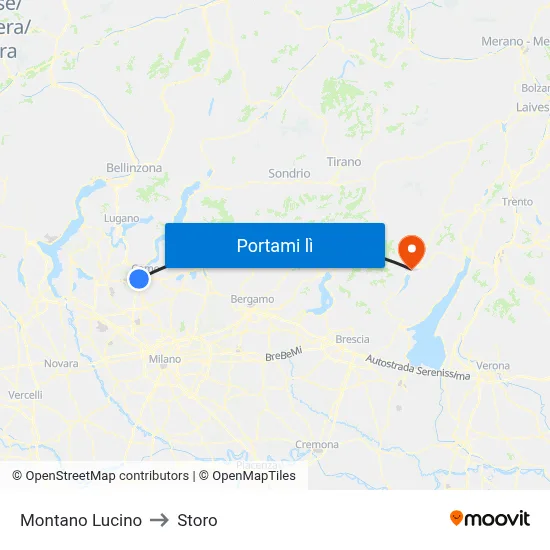 Montano Lucino to Storo map