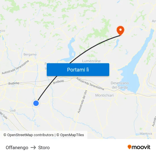 Offanengo to Storo map