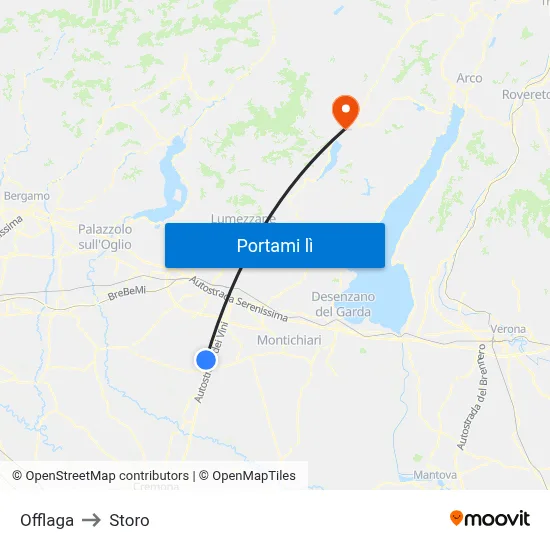 Offlaga to Storo map