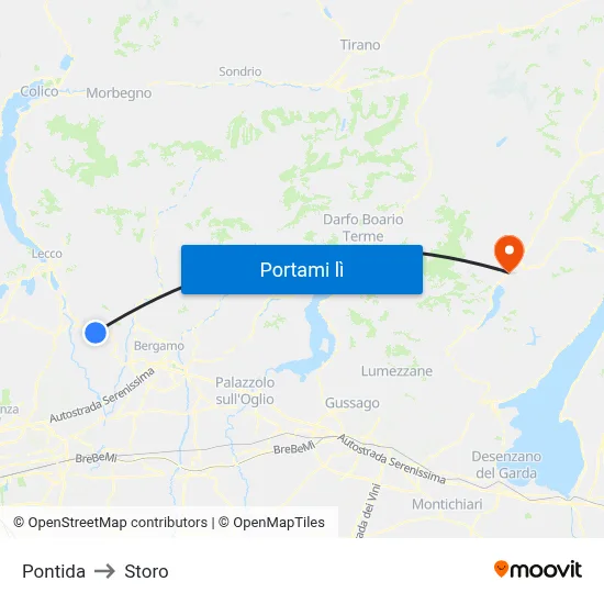Pontida to Storo map