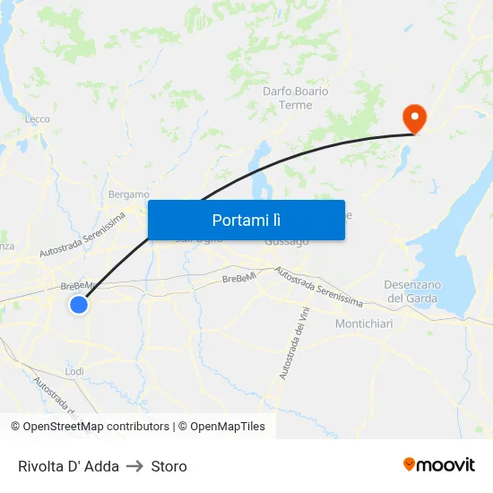 Rivolta D' Adda to Storo map