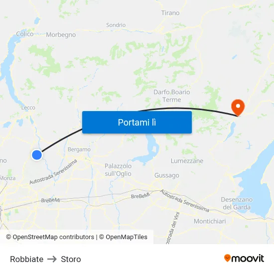 Robbiate to Storo map