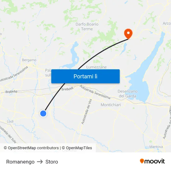 Romanengo to Storo map