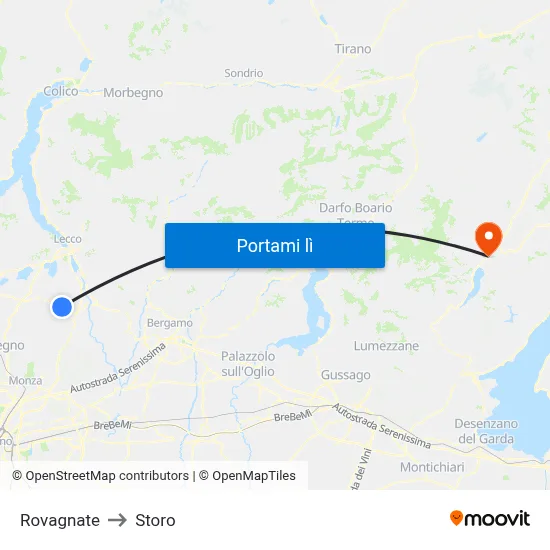 Rovagnate to Storo map