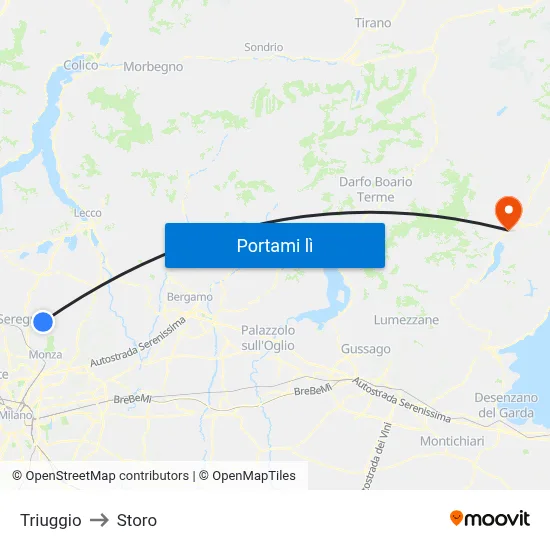 Triuggio to Storo map