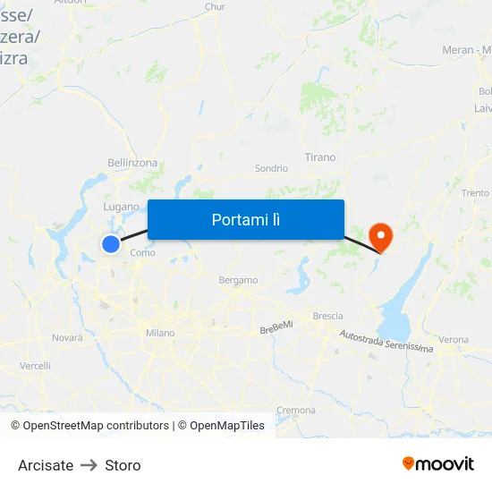 Arcisate to Storo map