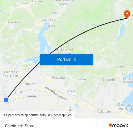Calcio to Storo map