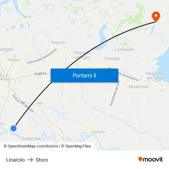 Linarolo to Storo map