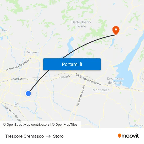 Trescore Cremasco to Storo map