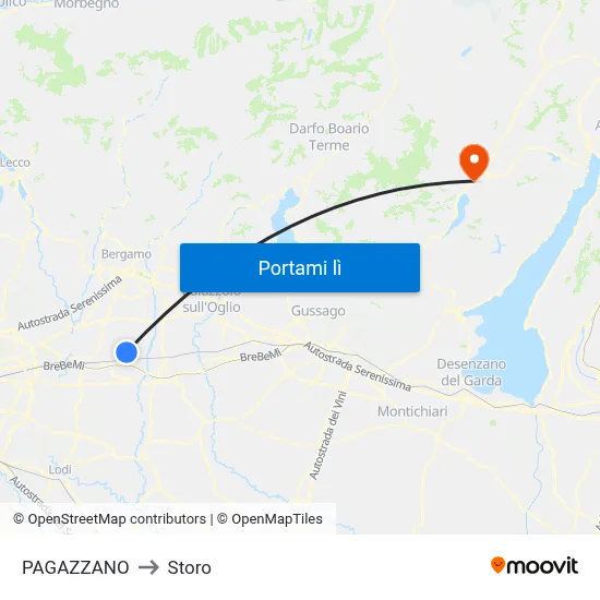 PAGAZZANO to Storo map