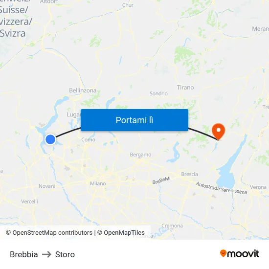 Brebbia to Storo map