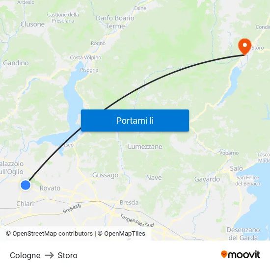 Cologne to Storo map