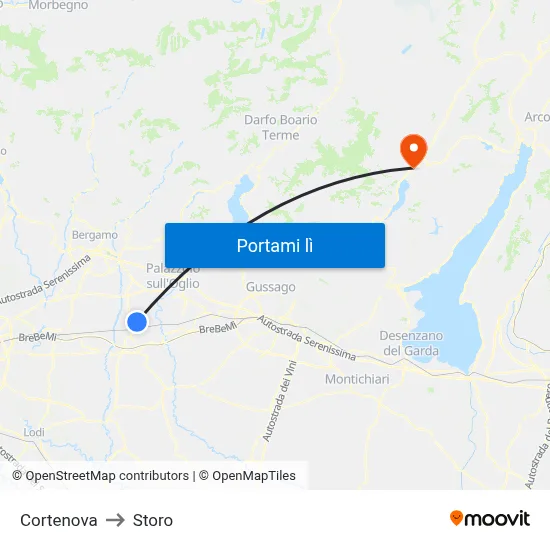 Cortenova to Storo map
