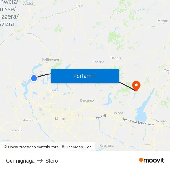 Germignaga to Storo map