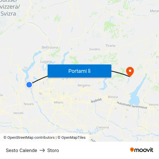 Sesto Calende to Storo map