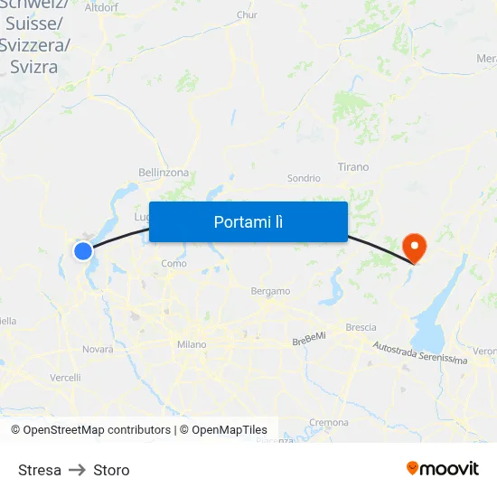 Stresa to Storo map