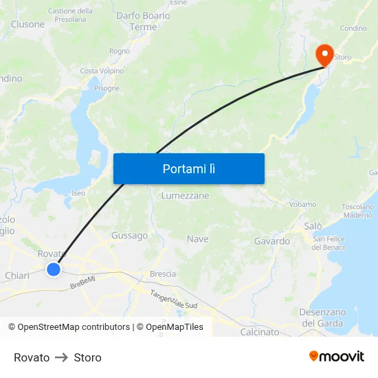 Rovato to Storo map