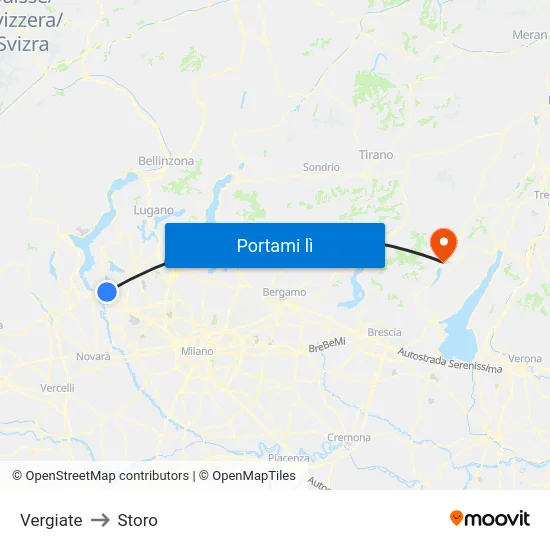 Vergiate to Storo map