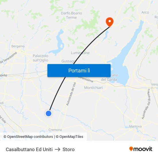 Casalbuttano Ed Uniti to Storo map