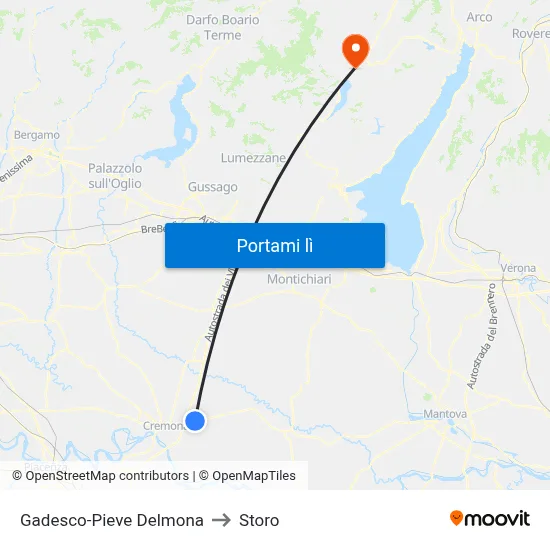 Gadesco-Pieve Delmona to Storo map