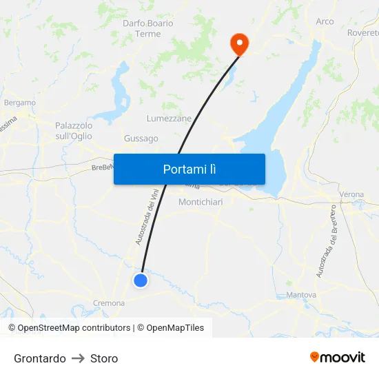 Grontardo to Storo map