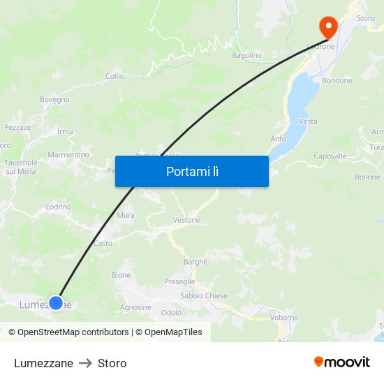 Lumezzane to Storo map