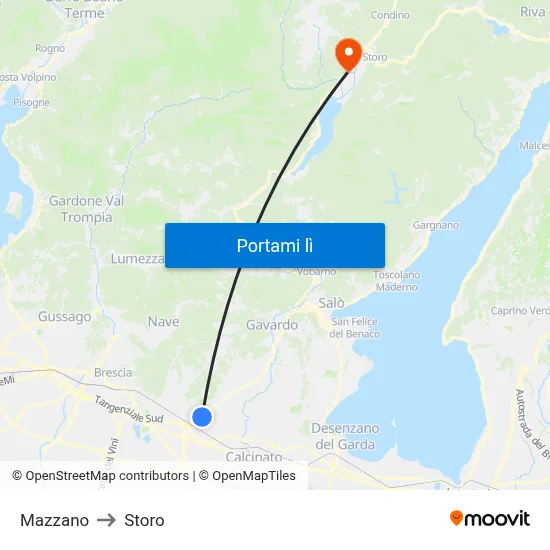 Mazzano to Storo map