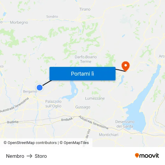 Nembro to Storo map