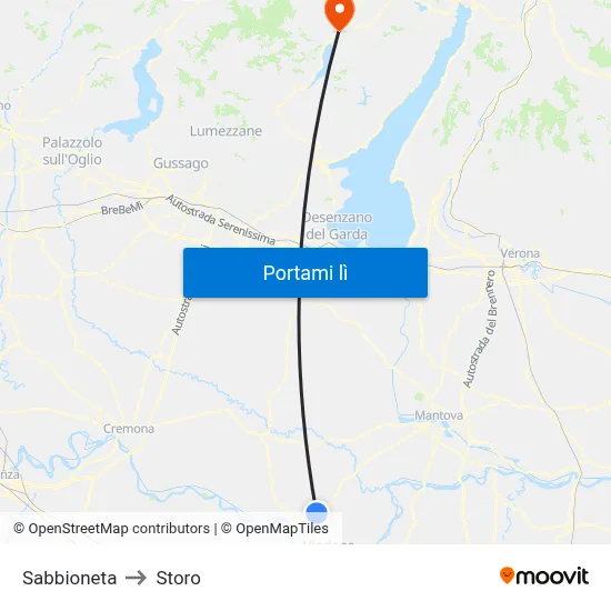 Sabbioneta to Storo map