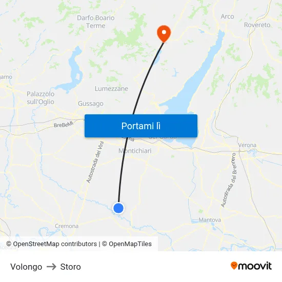 Volongo to Storo map
